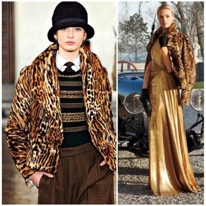 Ralph Lauren Collection Purple Label Fur Coat Leopard Dress Silk Jacket Runway L